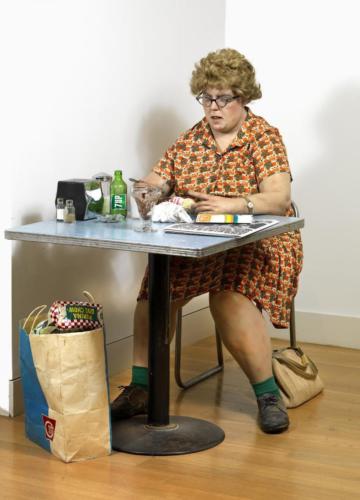 Woman Eating by Duane Hanson, 1971. Polyester resin and fiberglass with oiland acrylic paints and found accessories. Smithsonian America ARt Museum.